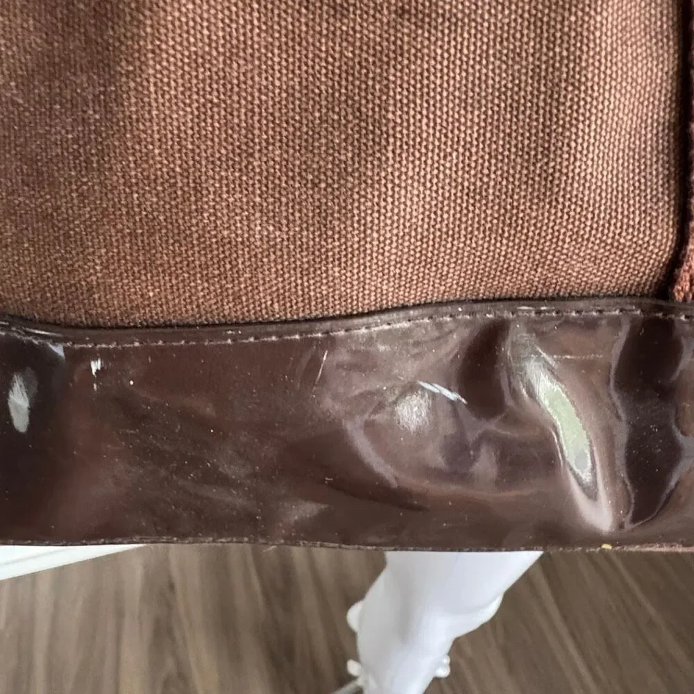 Tory Burch Brown Canvas and Patent Leather Tote - Picture 4 of 11